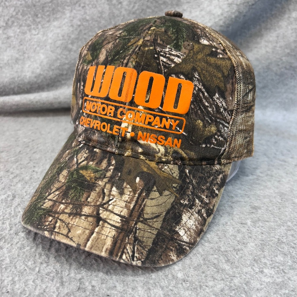 Wood Motor Company Mens Camo Vitronic Trucker Hat Chevrolet Nissan Orange OSFM